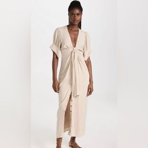 Free People Vintage Summer Midi Dress - Khaki - Size Medium
